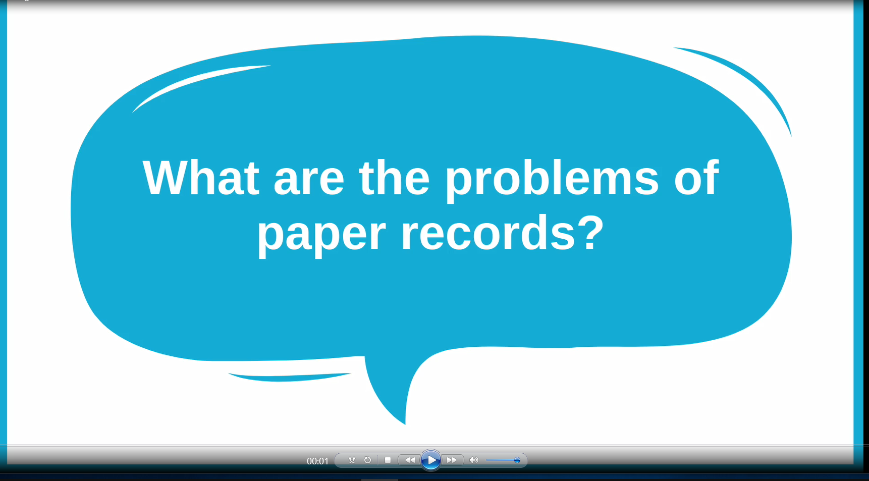 Speechbubble says What are the problems of paper records?