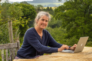 Sophy Burleigh is now able to work at her laptop with ease from her beautiful Marshwood Vale home.