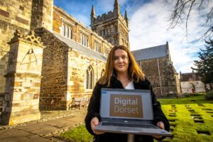 Mia Green, Digital Dorset's Apprentice Digital Community Manager. Pictured in her home town, Wimborne Minster