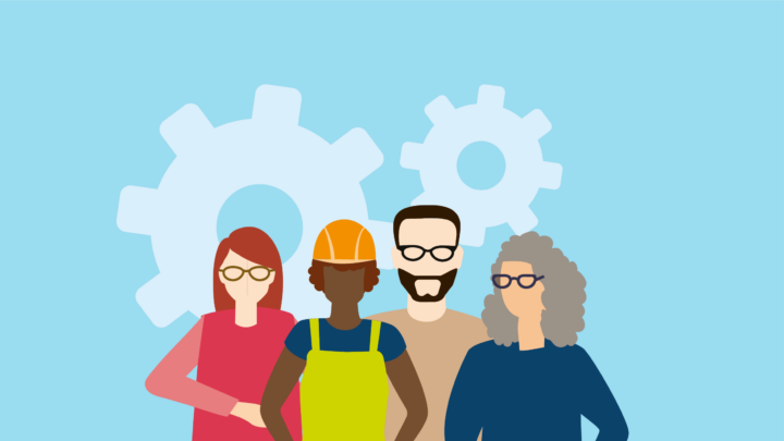 Illustration of team members across the council