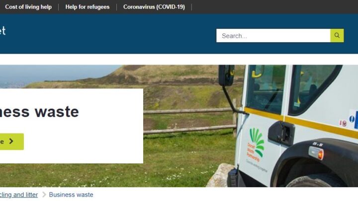 Dorset Council Commercial Waste webpage with button for a new quote