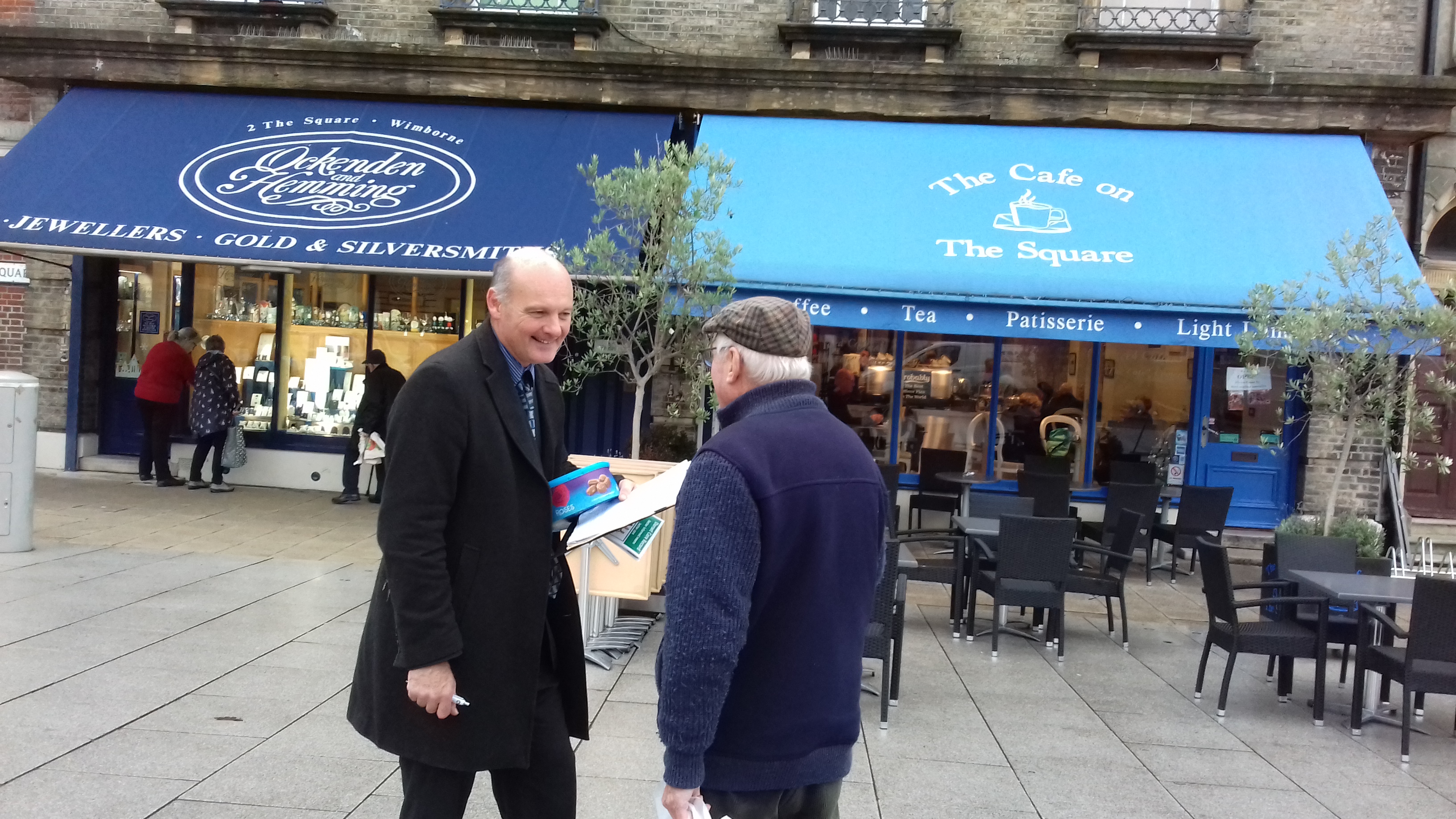 Tony McDougal, DCR's Communications Officer talking to a gentleman in Wimborne