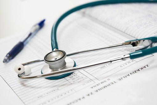 Stethoscope on a paper medical chart