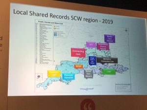 A map of the South West showing location of different shared care records