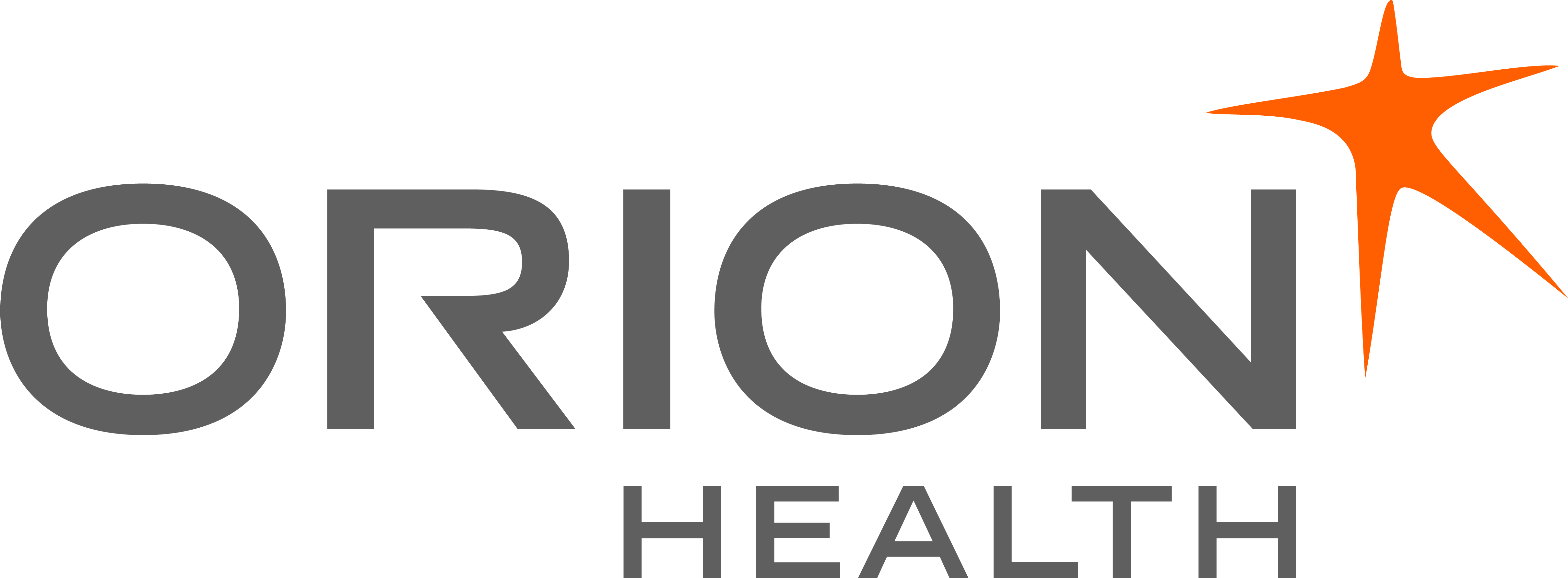 Orion Health logo in grey, orange and white