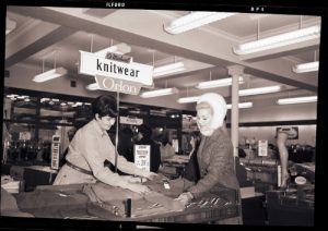 Miss Langley samples the softness of a jumper in M&S knitwear department