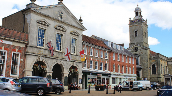 Blandford market place in the town centre