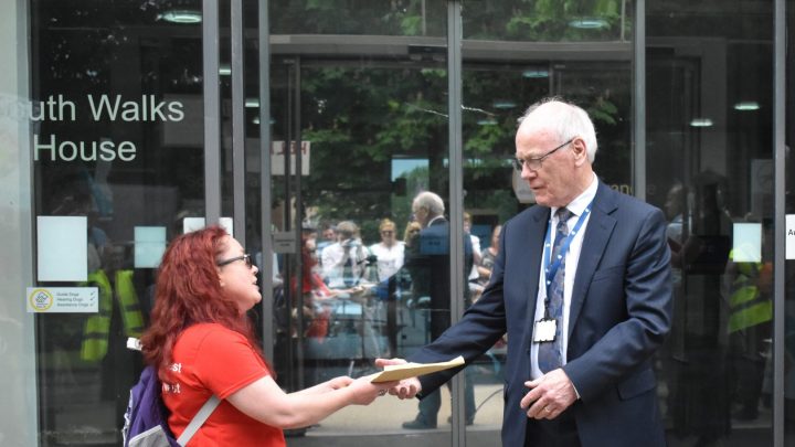 A petition is handed over