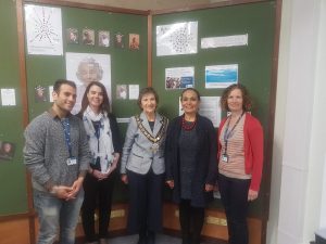 From left: Hamza Bakkor Dorset Council Case Worker, Jenny Willoughby, Syrian Programme Officer, Cllr Pauline Batstone, Dorset Council Chairman, Mona Elkotory , South West Dorset Multicultural Network and Susan Ward-Rice, Dorset Council Diversity and Inclusion Officer.