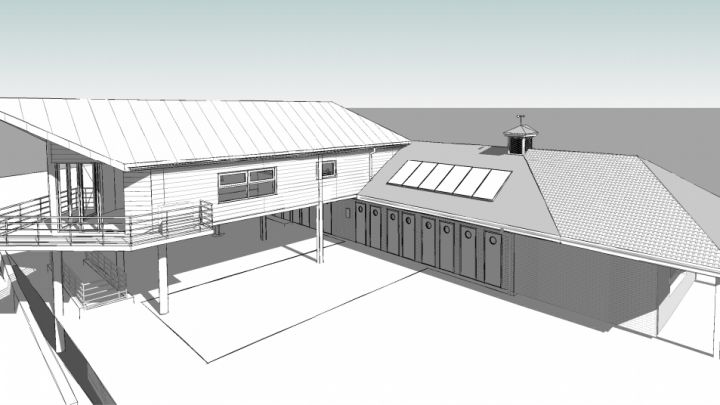 South East View of Weymouth's new Beach Control Office and Toilets
