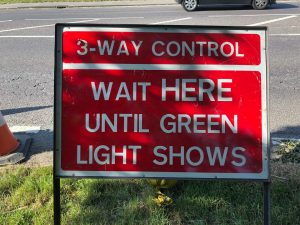 Wait here sign