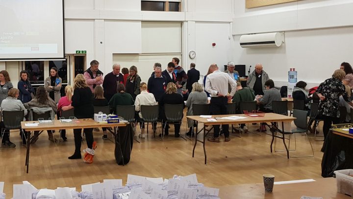 General election count 2019 at Blandford School