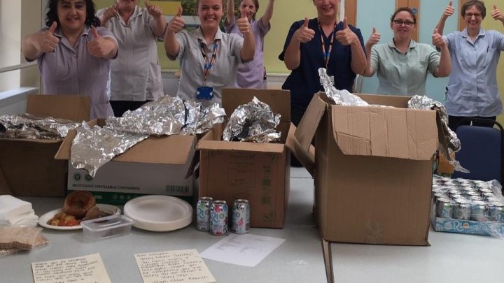 NHS staff with hot meals
