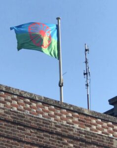 Roma flag flying over County Hall