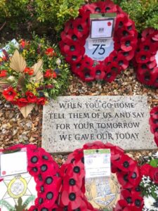 Memorial with poppy wreaths