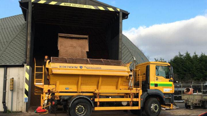 Loading a gritter at Charminster Depot
