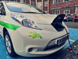 Electric car plugged in