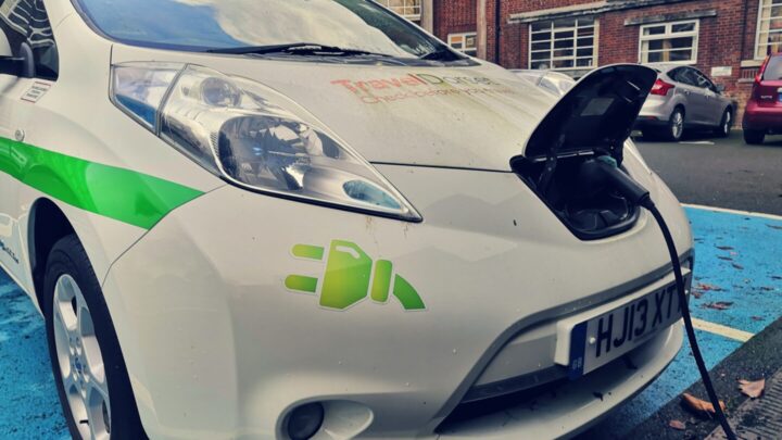 Electric car plugged in