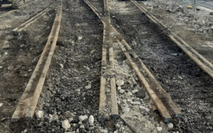 Picture of old railway tracks on Custom House Quay