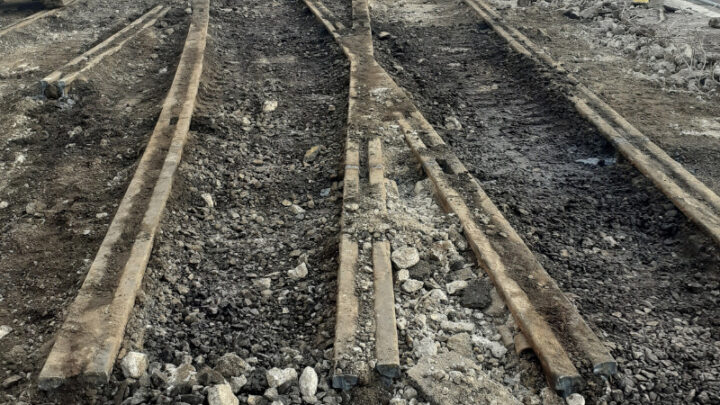 Picture of old railway tracks on Custom House Quay