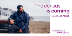 image shows man with beard seated by the sea and the text The census is coming Sunday 21 March