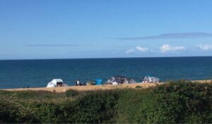 Illegal beach campers at West Bexington