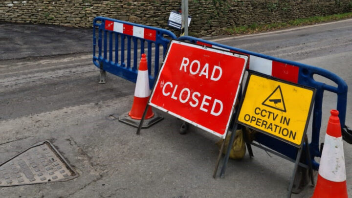 image of a road closed sign on Dorset road