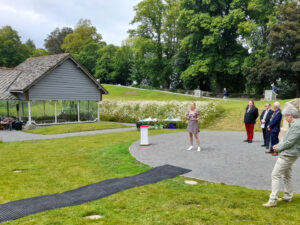 Photo of Bridget Betts, Environmental Advice Manager for Dorset Council speaking at the event.