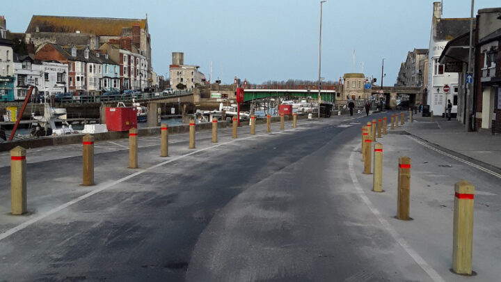Custom House Quay temporary layout with parking removed