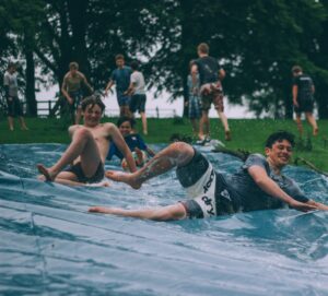 Teens playing