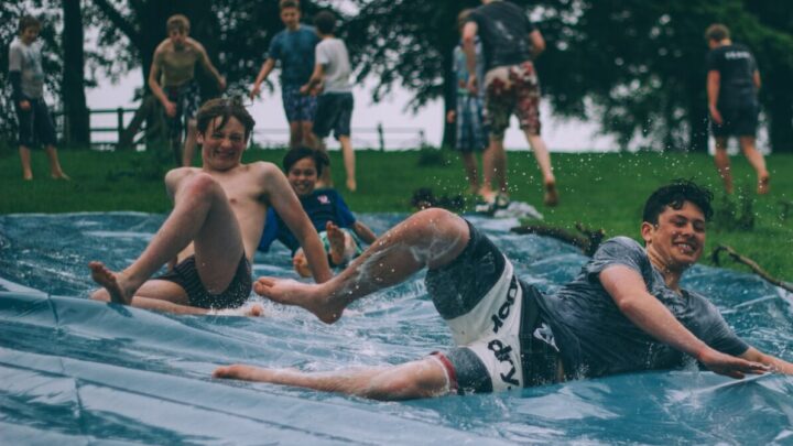 Teens playing