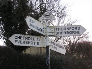 Fingerpost showing Yetminster and Ryme Intrinseca
