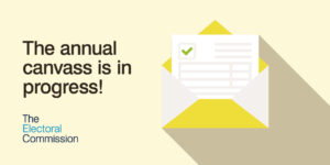 letter and envelope reminding people annual canvass in progress
