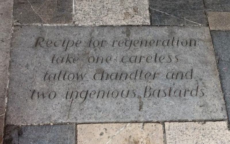 inscribed paving slab
