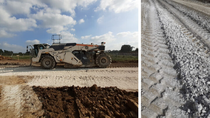 Wirtgen soil stabiliser mixer on site