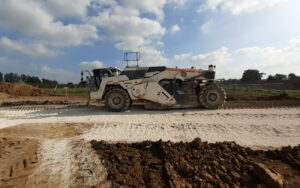 Wirtgen soil stabiliser mixer on site