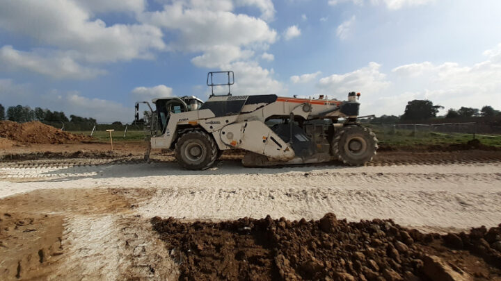 Wirtgen soil stabiliser mixer on site