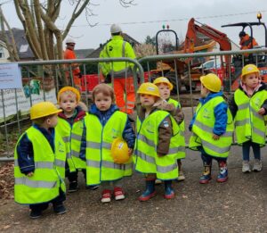 Children from Tops Day Nursery visit to see sustainable travel improvement works on Leigh Road