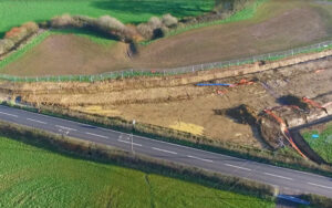 Aerial image of where the new road will connect with the existing road