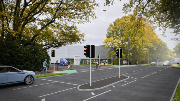 Artists impression of Wimborne Road and Cobham Road junction following planned improvement works