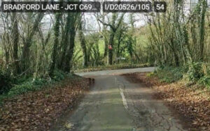 Road damage on Bradford Road, a rural road in Longburton