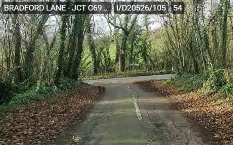 Road damage on Bradford Road, a rural road in Longburton