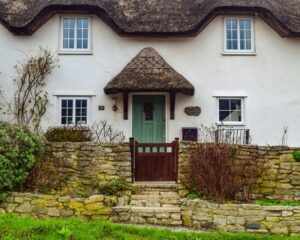 Front of thatched cottage