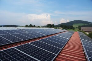 Solar panels on rural building