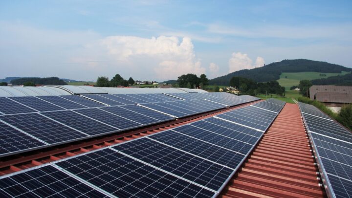 Solar panels on rural building