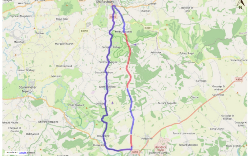 map showing sections of road to be closed