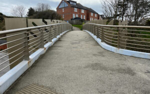 looking across the footbridge while on the bridge