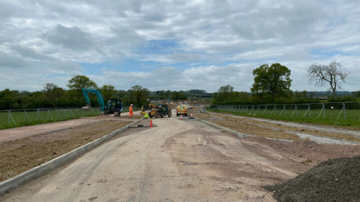 looking along new road which is partially built