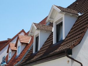 Dormer windows in a row of houses