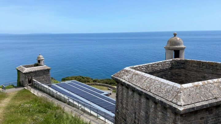 Solar panels at Durlston Castle